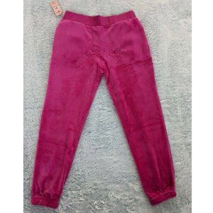 Juicy Couture SMALL Women's Embroidered Faux Fur Logo Sleepwear Magenta Pant NWT